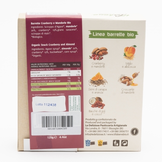 Pachet 5 batoane din cereale eco cu merișor, migdale și sirop agave 5x25g
