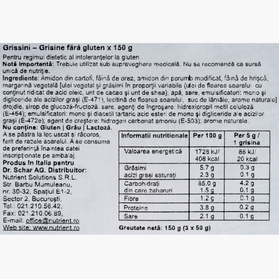 Grisine fără gluten 150g