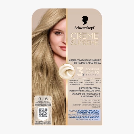 Vopsea de păr, 9-16 blond cenușiu foarte deschis rece