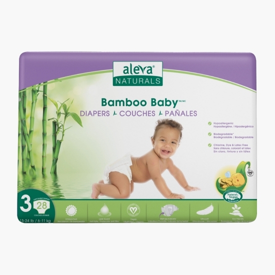 Scutece din fibre de bambus mărimea 3, 6-11 kg, 28 buc 