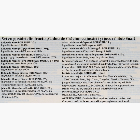 Jeleuri și rulouri din fructe Cutie de Crăciun 382g