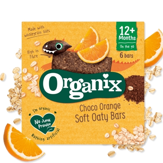 Batoane ecologice din ovăz integral cu cacao și portocale, 6x23g, 12+ luni 