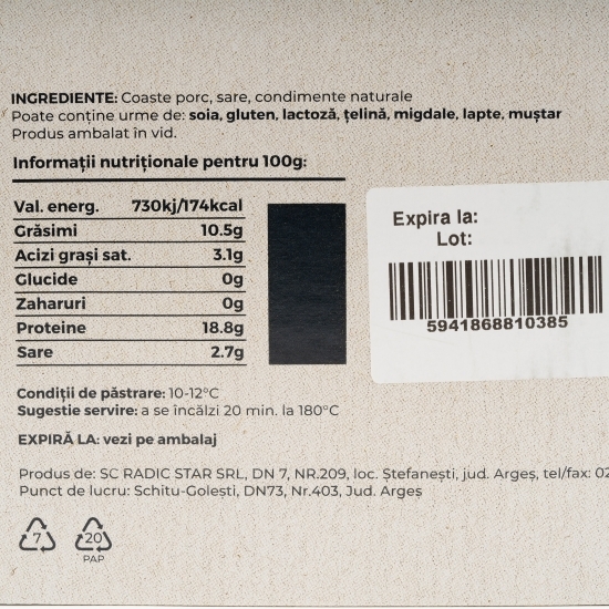 Coaste de porc afumate 350g