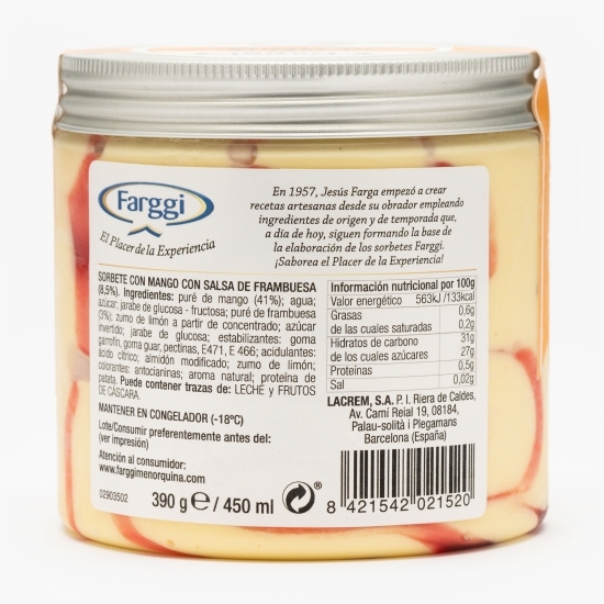 Sorbet de mango cu sos de zmeură 450ml