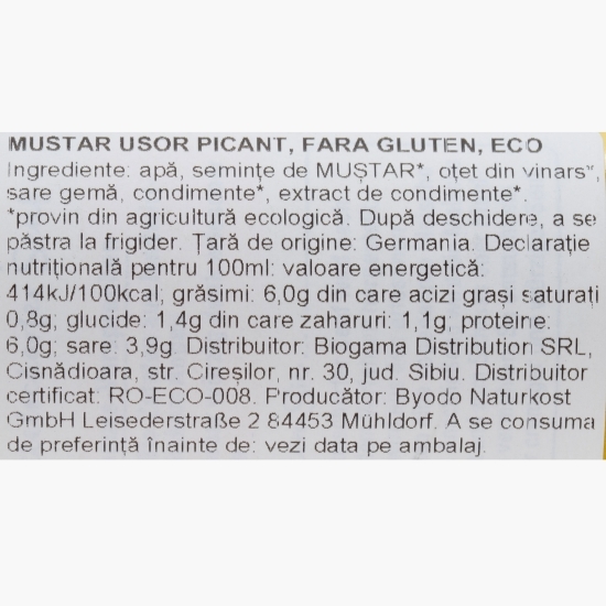Muștar ușor picant fără gluten eco 200ml