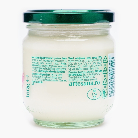 Iaurt natural din lapte de vacă 160g