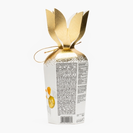 Praline din ciocolată albă cu caramel și alune de pădure întregi caramelizate, Bouquet Gold, 120g
