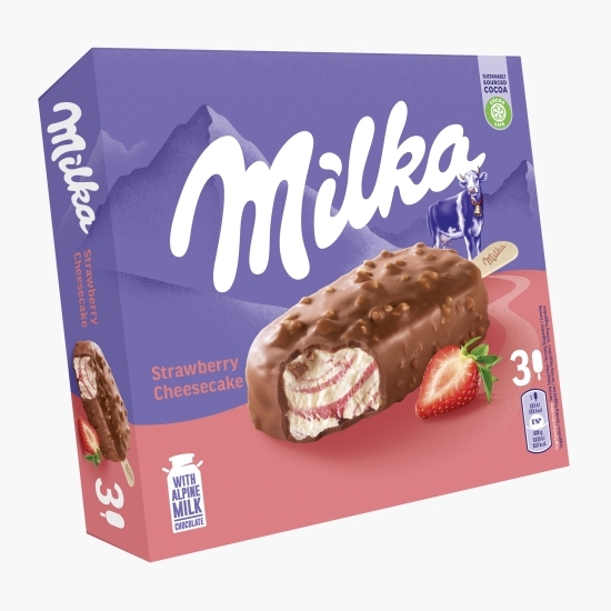 Înghețată cu aromă de cheesecake și sorbet de căpșuni 3x90ml