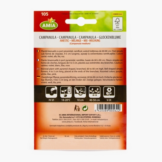 Semințe Campanulă simplu - amestec culori 0.6g