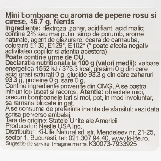 Mini bomboane cu aromă de pepene roșu și cireșe 46.7g