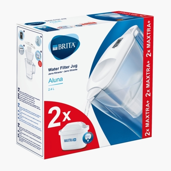Cană filtrantă albă Aluna 2.4l + 2 filtre Maxtra+