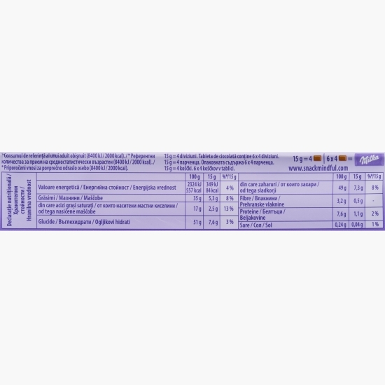 Ciocolată cu lapte alpin și cremă de alune, 90g