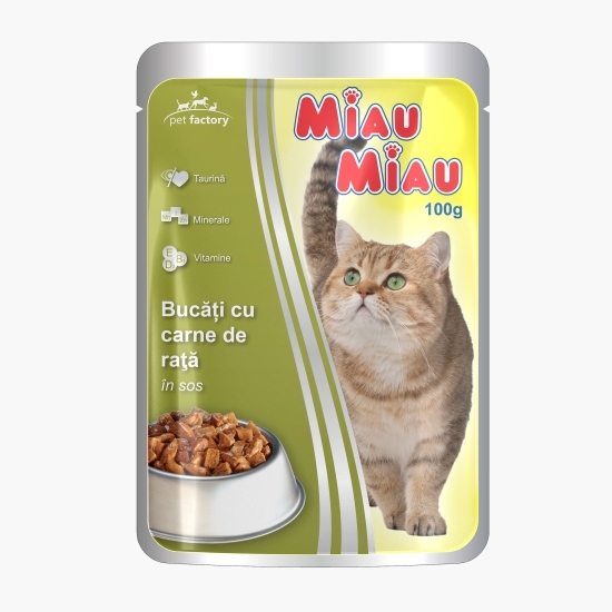 Hrană umedă pentru pisici, 100g, rață în sos