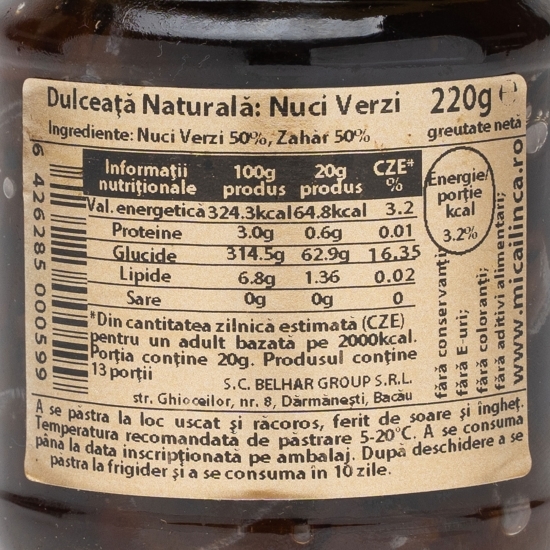 Dulceață naturală de nuci verzi 220g