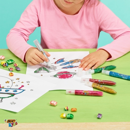 Set adeziv cu sclipici pentru activități creative 6 buc