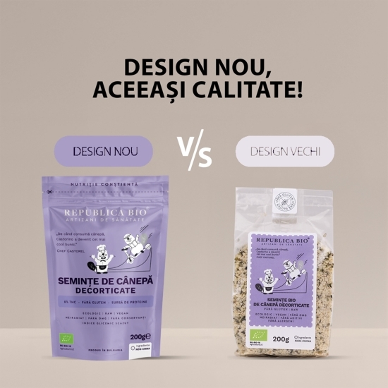 Semințe ecologice de cânepă, decorticate, fără gluten 200g