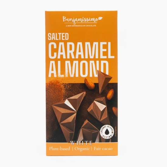 Ciocolată albă eco, cu migdale și caramel sărat, 60g