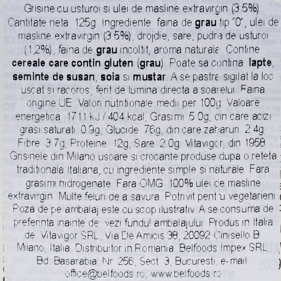 Grisine cu usturoi și ulei de măsline extravirgin 125g