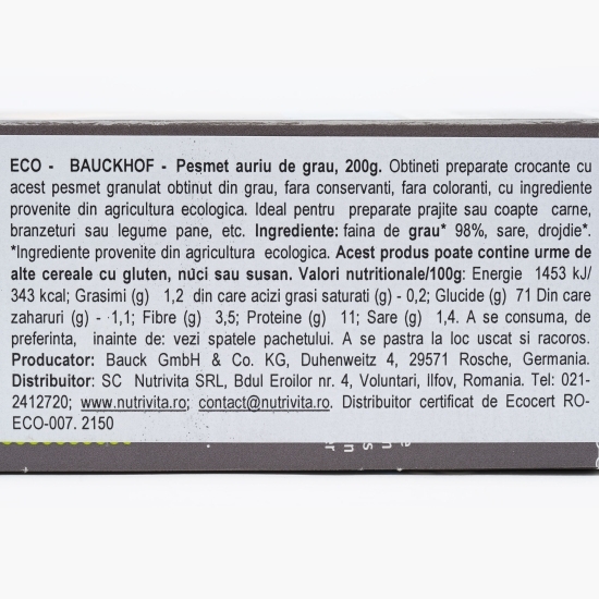 Pesmet auriu din grâu eco 200g