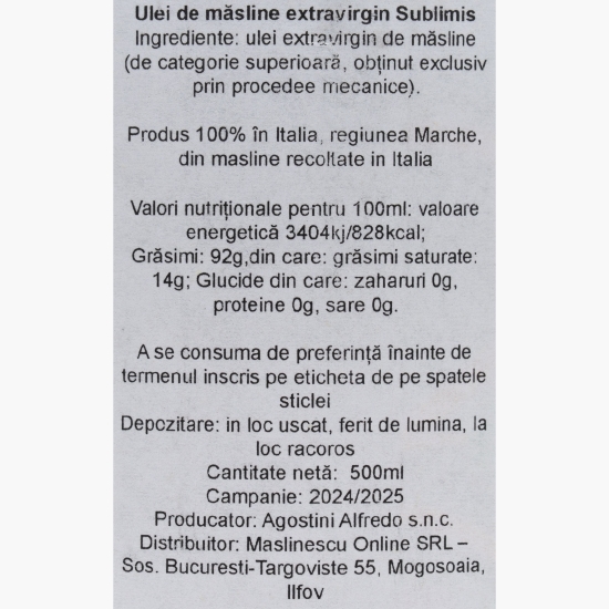 Măslinescu - Ulei de măsline extravirgin Sublimis, 0.5l