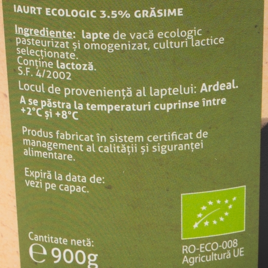 Iaurt gras eco 3.5% grăsime 900g