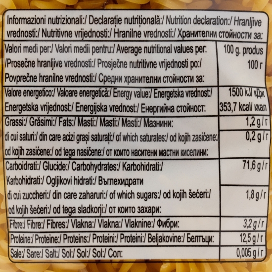 Paste Fusilli grâu dur 3 minute 500g