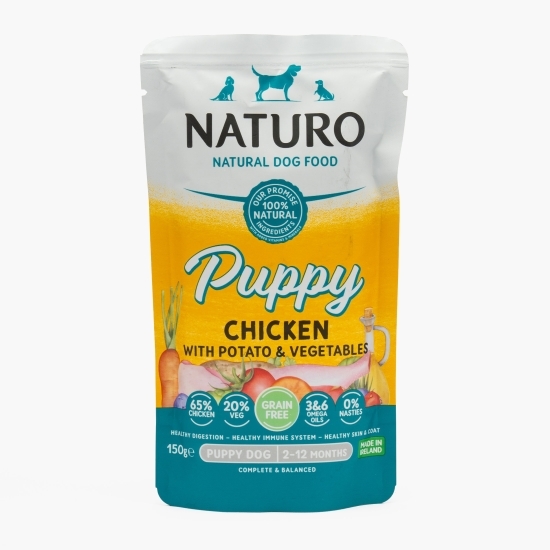 Hrană umedă pentru câini juniori, cu pui, cartofi și legume, 150g
