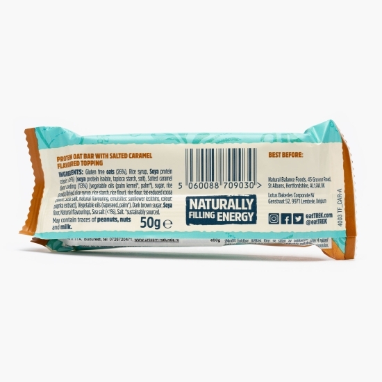 Baton din ovăz cu proteine, cu aromă de caramel sărat, fără gluten 50g