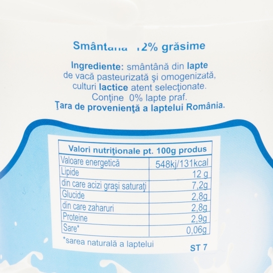 Smântână 12% grăsime 900g