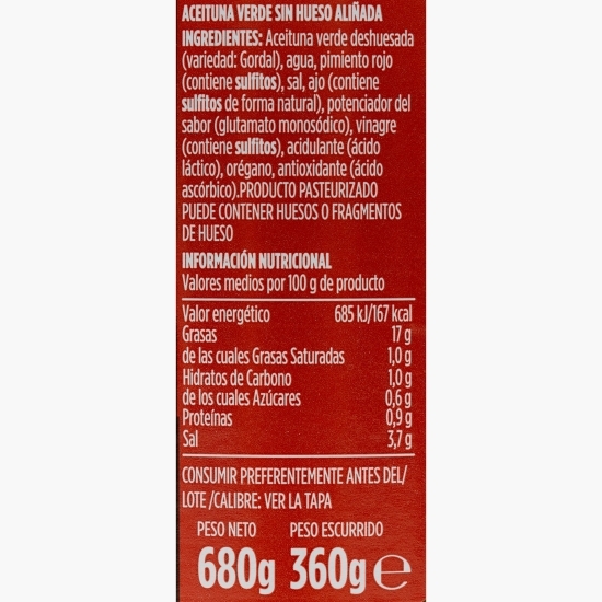 Măsline verzi cu condimente clasice, fără sâmburi 680g