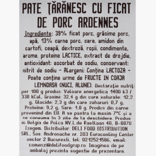 Pate de porc Ardennes 175g