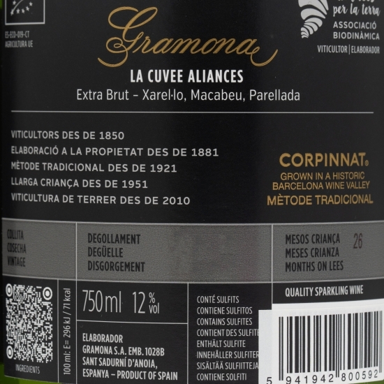Spumant alb Extra Brut Cuvee Aliances Corpinnat, 12%, 0.75l