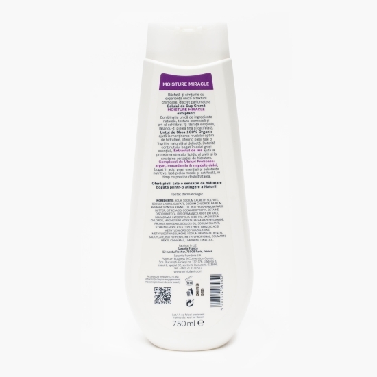 Gel de duș cremă Moisture Miracle, iris și complex de uleiuri prețioase, 0.75l