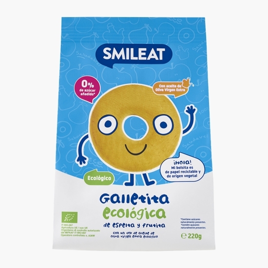 Biscuiți eco pentru copii, cerculețe de grâu, spelt si măr +6 luni 220g