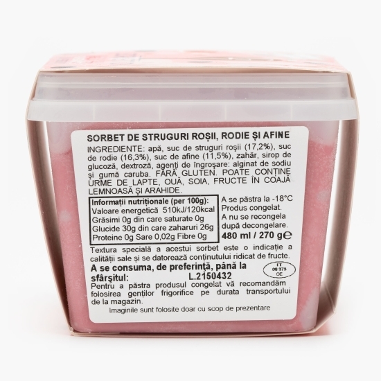 Sorbet de rodie, struguri roșii, afine 270g