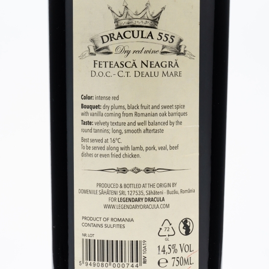 Vin roșu sec Fetească Neagră, 14.5%, 0.75l