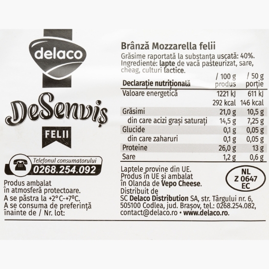 Mozzarella felii DeSenviș 200g