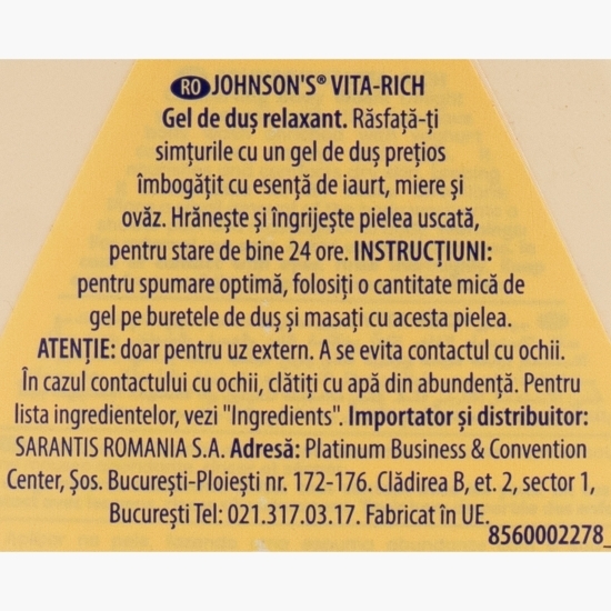Gel de duș relaxant cu iaurt, miere și ovăz 400ml