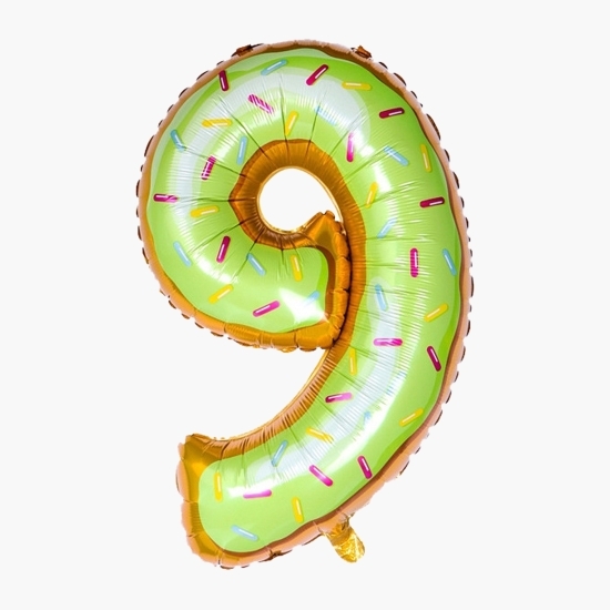 Balon cifra 9 din folie metalizată, model candy, 100cm