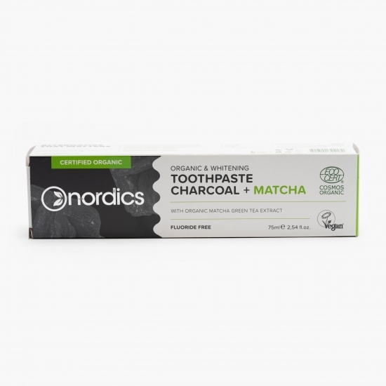Pastă de dinți bio pentru albire cu cărbune și matcha 75ml