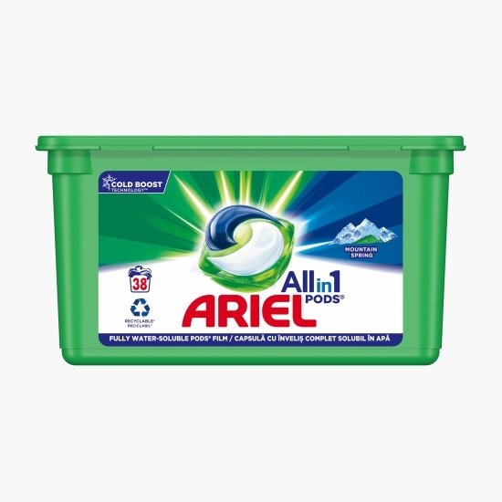 Detergent de rufe capsule All in One Pods Mountain Spring, 38 spălări