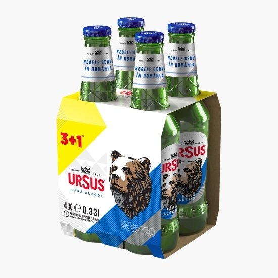 Bere blondă fără alcool sticlă 4x0.33l (3+1)