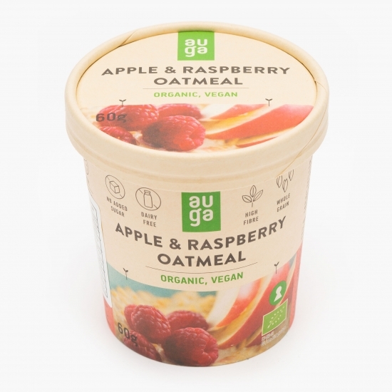 Porridge eco instant din ovăz integral cu mere și zmeură 60g