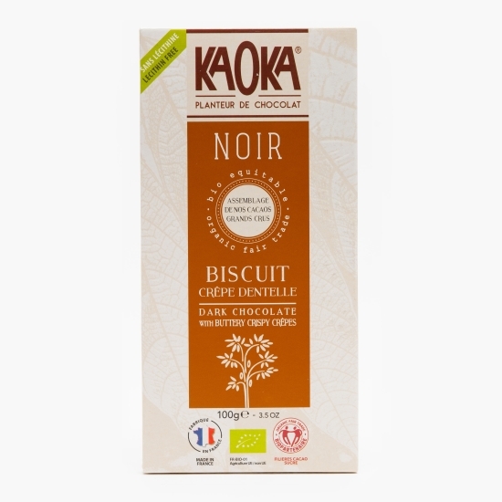 Ciocolată neagră eco cu biscuiți untoși și crocanți 100g