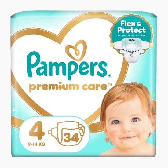 Scutece Premium Care, mărimea 4, 9-14kg, 34 buc