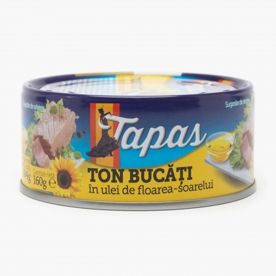 Ton bucăți în ulei de floarea-soarelui 160g