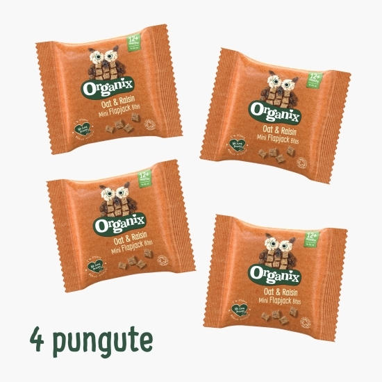 Cubulețe ecologice moi din ovăz integral și stafide, 4x20g, 12+ luni