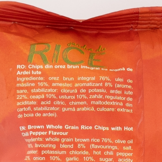 Chipsuri din orez brun integral cu aromă de ardei iute 50g