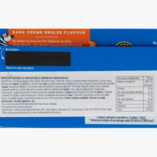 Ciocolată neagră cu umplutură și aromă de crème brûlée 100g