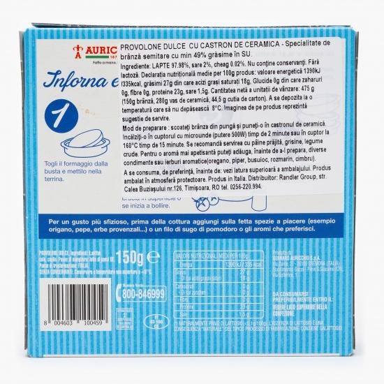 Specialitate de brânză Provolone dulce cu castron de ceramică 150g